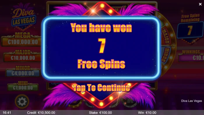Diva Las Vegas - attivazione dei Free Spins bonus