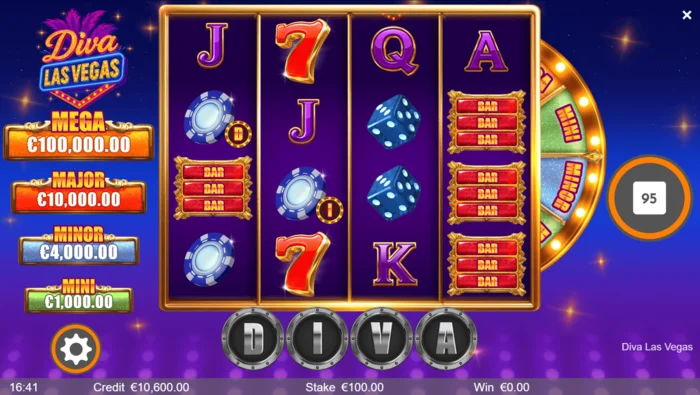 Diva Las Vegas - schermata principale con rulli 4x4