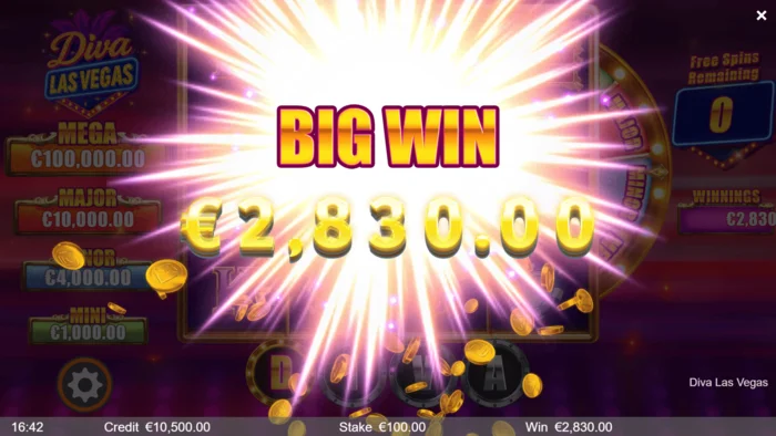 Diva Las Vegas - grande vincita durante i Free Spins
